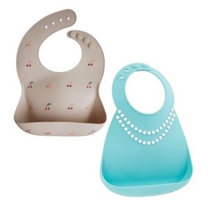 2 Silicone Bibs, Abby & Finn + mushie